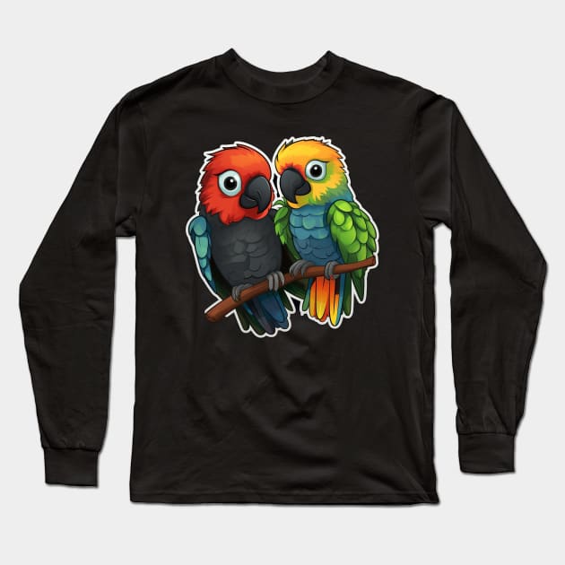 Colorful Parrot Cockatoo - Parakeet Macaws Parrot Long Sleeve T-Shirt by fromherotozero